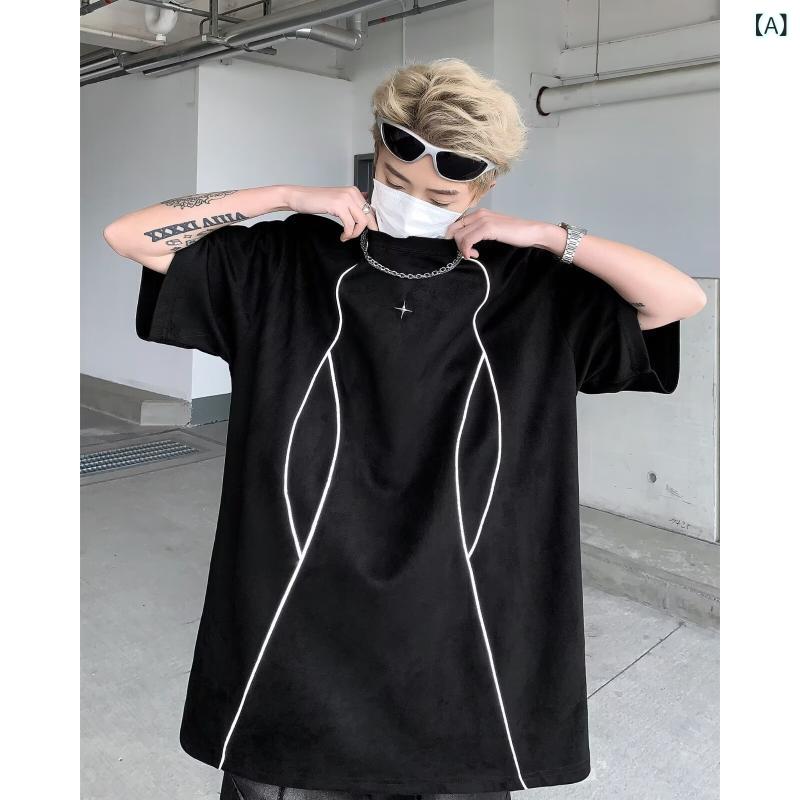 ・カテゴリ: Tシャツ・スタイル: 韓国・主な素材: ポリエステル96%以上・ネックライン: クルーネック・袖丈: 五分袖/中袖・シルエット: ストレート・タイプ: プルオーバー・厚さ: 標準・加工: アイロン不要・着用シーン: カジュアル・性別: メンズ・対象: 成人・カラー展開: ブラック、グレー・サイズ展開: M、L、XL、XXL・袖の形: レギュラー