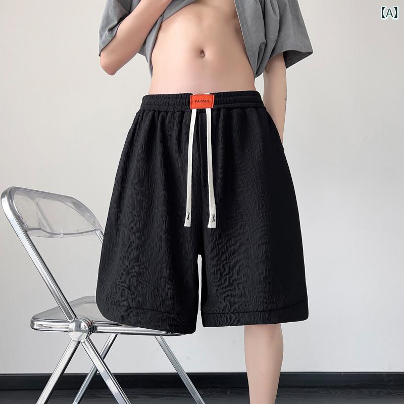 メンズ ショートパンツ 夏用 薄手 軽量 伸縮性 ブラック グレー 5分丈…