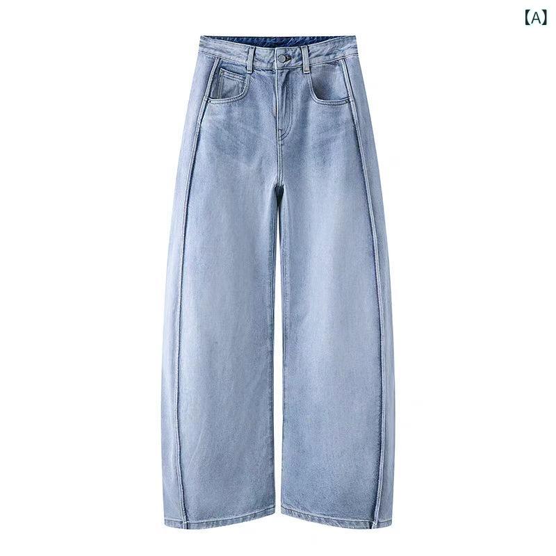 Other - パンツ レディース 高腰 デニム ロングパンツ ワイドレッグ バナナパンツ ゆったり スタイルアップ 綿混 ポリエステル混 浅ブルー ブルー ブラック 日韓カジュアル 普段使い 春夏