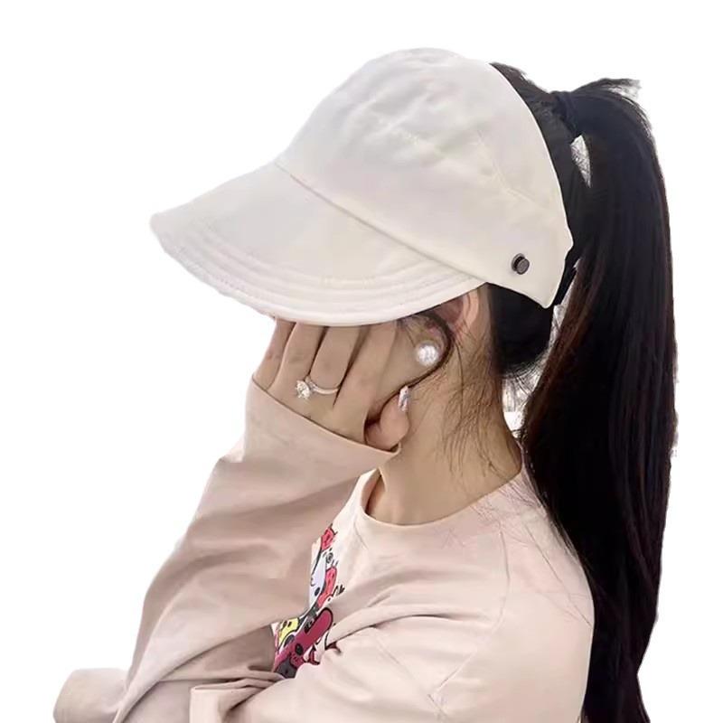 Sun Visor - キャップ メンズ レディース フィッシャーマン 鴨舌帽 鐘型 空頂 速乾 接触冷感 遮陽 透気 曲檐 米白 ブラック カーキ 夏 紫外線カット 通勤 普段使い アウトドア 軽量 吸湿速乾