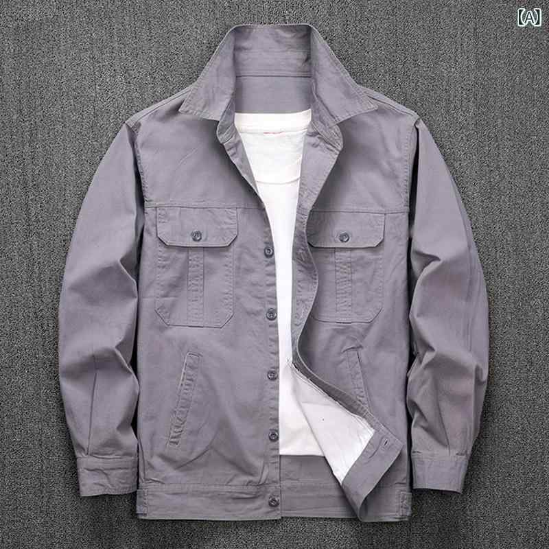 Other - 作業服 メンズ セット 薄手 綿 防熱 半袖上衣 長ズボン 大型ポケット 軽量 伸縮性 吸湿速乾 通勤用 普段使い 作業着 工装 カジュアル 浅灰色 軍緑 春夏 青少年 成人男性用