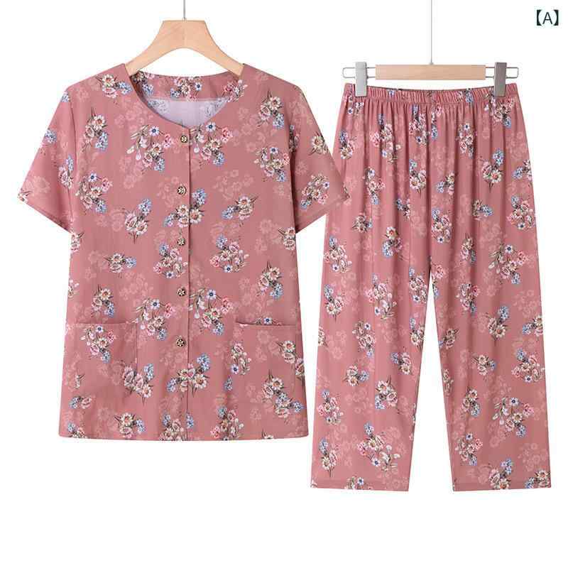 夏用 女性用 セットアップ トップス ショートパンツ 開衫 薄手 綿麻風 粘繊素材 接触冷感 透気性 吸湿速乾 軽量 丸首 七分丈 豆沙色 ネイビー グレー系 パープル ライトオレンジ シニア レディース 部屋着 外出着 春夏 秋 カジュアル シンプル