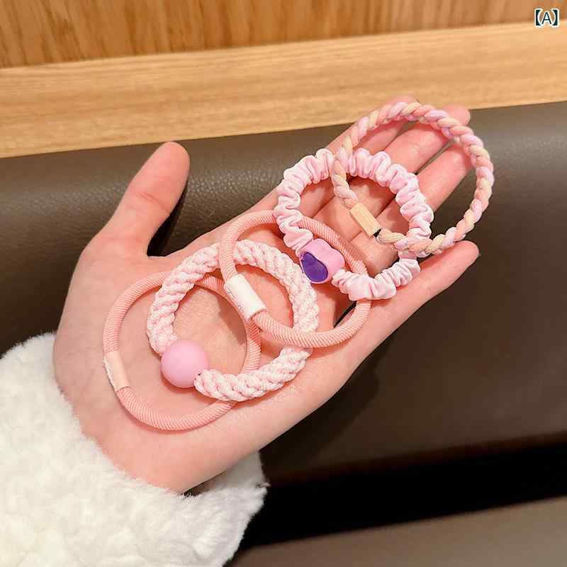 ヘアゴム キッズ 女の子 髪ゴム 子供用 ヘアアクセサリー 髪飾り ポニーテール かわいい シンプル カラフル 布製 5点セット