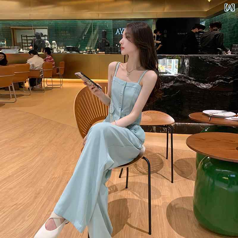 ・カテゴリ: カジュアルセットアップ・スタイル: お姉さん風、エレガントカジュアル、気品・生地: シェニール・主な素材成分: スパンデックス30%以下・セット内容: キャミソール+ワイドパンツ（2点セット）、シャツ+キャミソール+ワイドパンツ（3点セット）・サイズ展開: S、M、L、XL・対象性別: 女性・袖の種類: プリンセススリーブ・袖丈: ノースリーブ