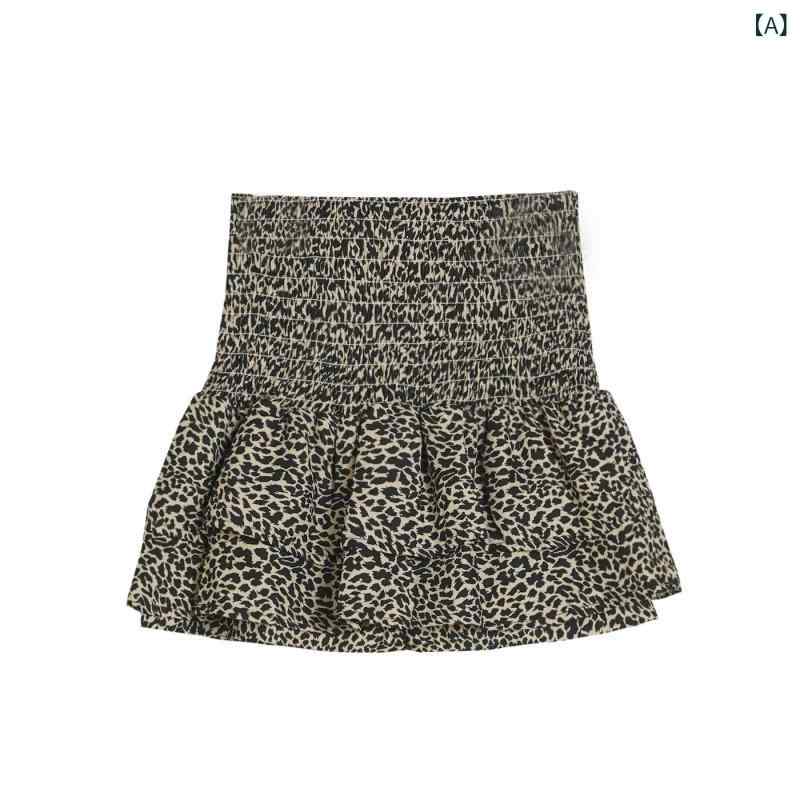 Rakuten - スカート 女性用 春夏 半身スカート 短め ミディスカート ミニスカート 豹柄 ブラック ヒョウ柄 黒 プリント柄 フリル レイヤード 切り替え ウエストゴム 伸縮性 通勤 通勤スタイル 気品 英国風 欧米風 普段使い オフィスコーデ 軽量 コットン混