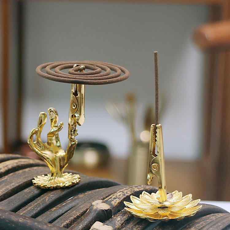 ・加工技術: メッキ・タイプ: お香クリップ-仏手、お香クリップ-蓮の花・スタイル: クラシック・用途: 宗教用品