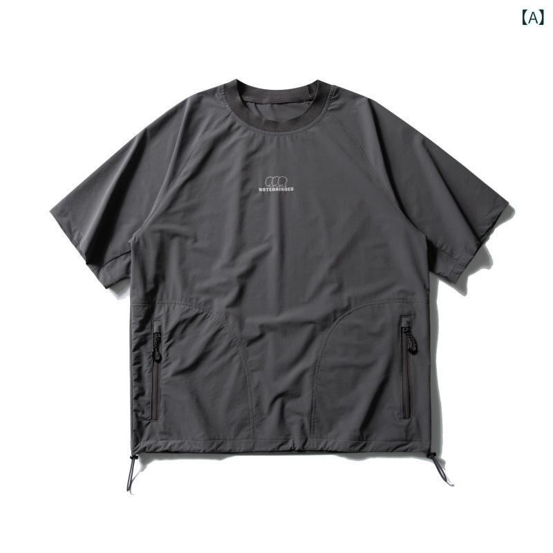 ・カテゴリ: Tシャツ・スタイル: 和風レトロ・性別: メンズ・対象年齢: 成人・用途: カジュアル・タイプ: プルオーバー・主な素材: ナイロン90%・ネックライン: クルーネック・袖丈: 半袖・袖タイプ: レギュラー・厚さ: 標準・シルエット: ルーズフィット・柄: ロゴプリント・加工: プリント、染色・機能: 通気性・重さ: 約250g～300g未満・カラー展開: グレー、アーミーグリーン・サイズ展開: M、L、XL、XXL