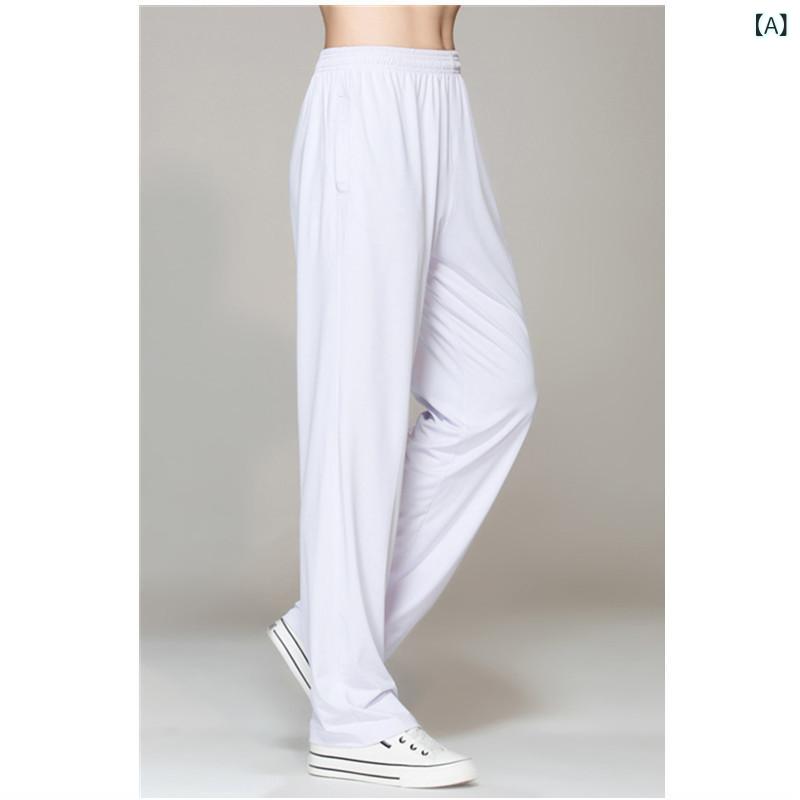 Men'S Wear - パンツ メンズ レディース 春夏 白色 吸湿速乾 接触冷感 運動 徒歩 グループダンス 大きいサイズ 薄手 直筒 中腰 綿ポリ ゆったり 長ズボン 通勤 普段使い アウトドア 部屋着