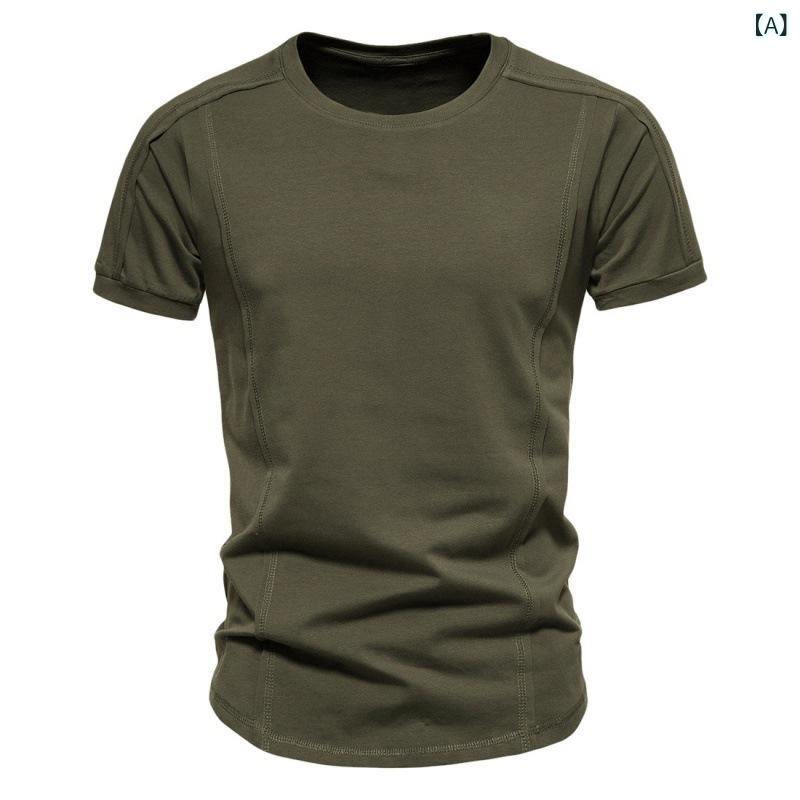 乐天商城 - Tシャツ メンズ 男性用 夏 春夏 短袖 丸首 修身 フィット 綿混紡 純色 無地 軍緑 ダークグレー ホワイト ブラック ビッグサイズ ゆったり 大きいサイズ 休闲 スポーツ インナー トップス 吸湿速乾 軽量 通勤 普段使い アウトドア
