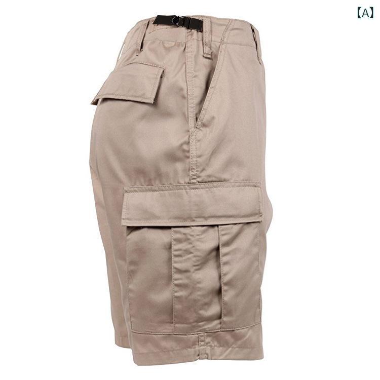 Fishing Vests - ショートパンツ メンズ レディース 工装パンツ BDU 復古 ミリタリー 迷彩柄 綿 薄手 高腰 多ポケット 直筒 夏 春秋 カーキ グリーン ブラック 紫迷彩 イエロー迷彩 オレンジ迷彩 ピンク迷彩 ジャングル迷彩 シティ迷彩 耐摩耗 ゆったり 普段使