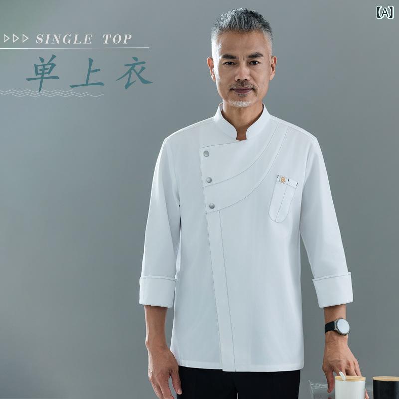 コックコート メンズ レディース 長袖 秋冬 灰色 厨房服 調理服 コック服 シェフウェア 飲食店 レストラン カフェ 制…