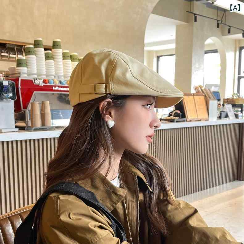 ・カテゴリ: ベレー帽・スタイル: 文芸レトロ・主な素材: 綿・帽子のトップ形状: ラウンドトップ・帽子のつば: つばなし・機能: 通気性、防風・カラー展開: カーキ、オフホワイト、ブラック、キャラメル・サイズ: 頭囲55-59cm調節可能