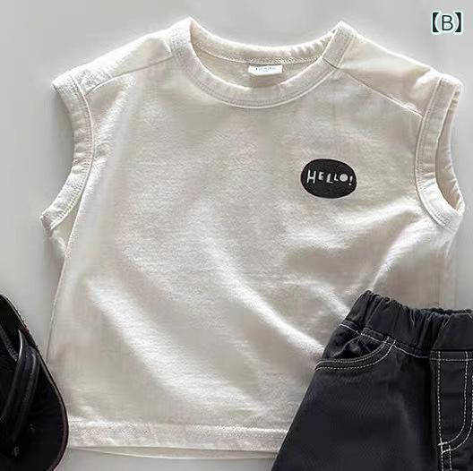 キッズ 男の子 女の子 背心 無袖 Tシャツ トップス 夏用 薄手 吸湿排汗 柔軟 丸首 ...