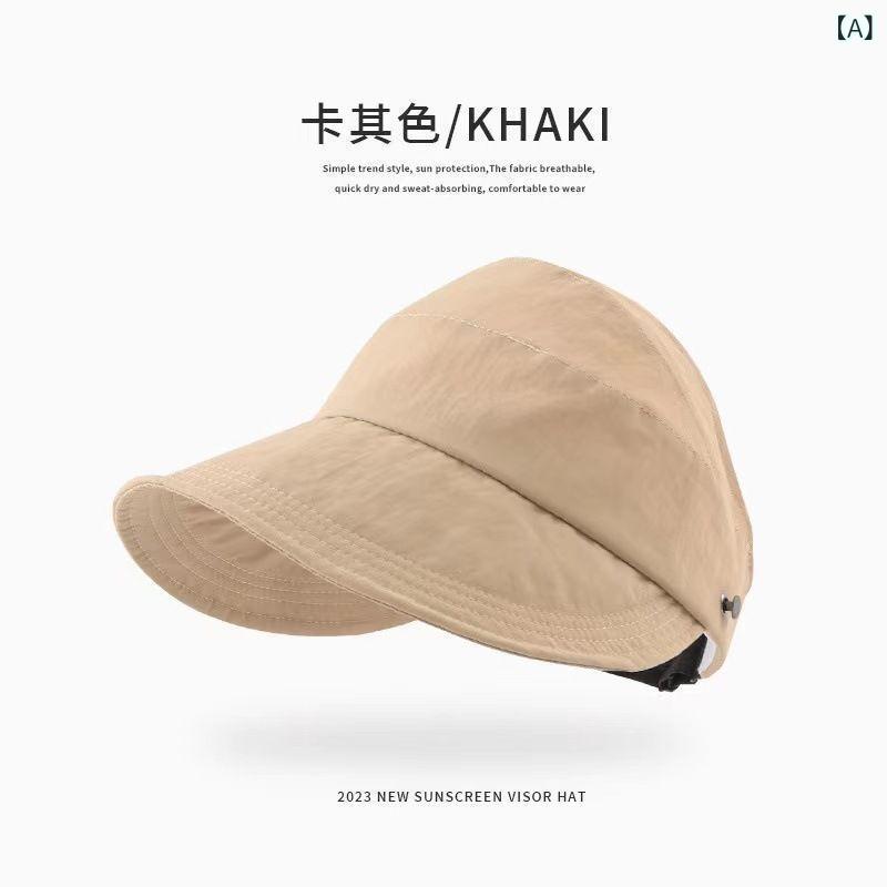 Rakuten - キャップ 女性用 春夏 空頂き ポニーテール 鴨嘴 漁夫帽 遮顔 日よけ帽 綿素材 調整可能 大つば 軽量 通気性 防紫外線 紫外線カット 吸湿速乾 普段使い アウトドア キャンプ 旅行 かき色 ブラック ベージュ