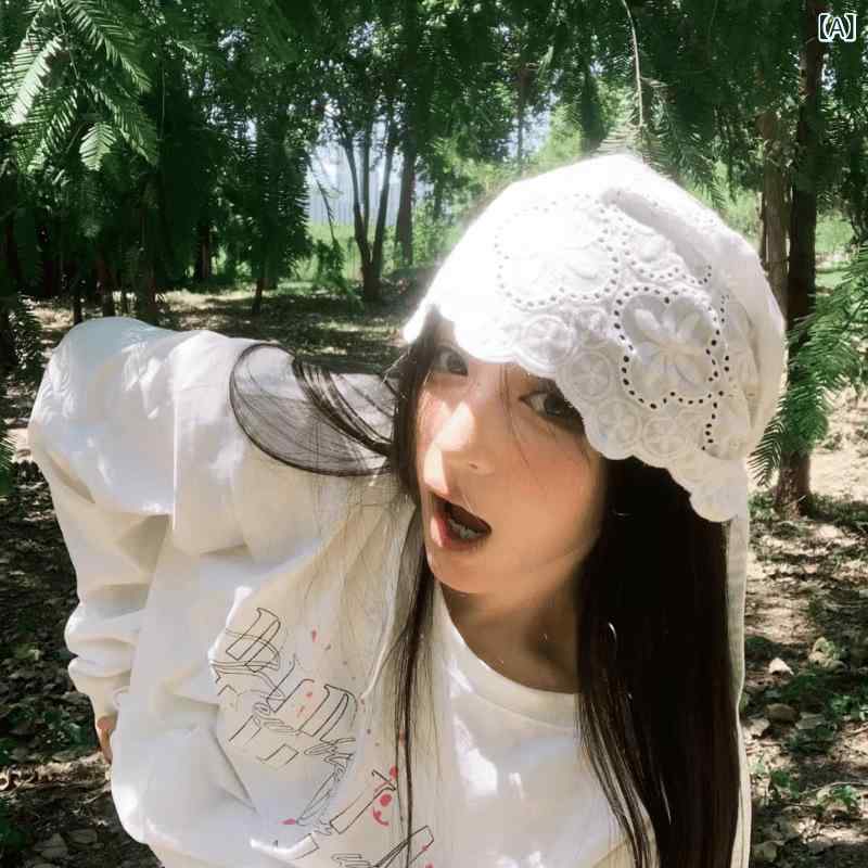 ・カテゴリ: ターバンキャップ・スタイル: 日韓風、キュート、韓国、フレッシュ、スイート・主な素材: 綿・素材名: コットンポリエステル・主な素材成分: 31%〜50%・帽子のトップスタイル: ラウンドトップ・帽子のつば: つばなし・機能: 通気性、日よけ・カラー展開: ホワイト、ブラック・サイズ展開: M（56-58cm）
