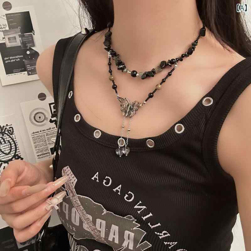 ・素材: ビーズ・加工方法: 手作業・: 蝶結び・チェーンスタイル: 通常チェーン・ペンダント素材: 合金・周囲長: 31～40cm・カラー: 砕石蝶タッセル柄・流行要素: 不規則・スタイル: ・重量: 約16g・スタイル分類: 個性的なトレンド・製品カテゴリ: ネックレス・対象: 女性・流行要素分類: 形状・模様