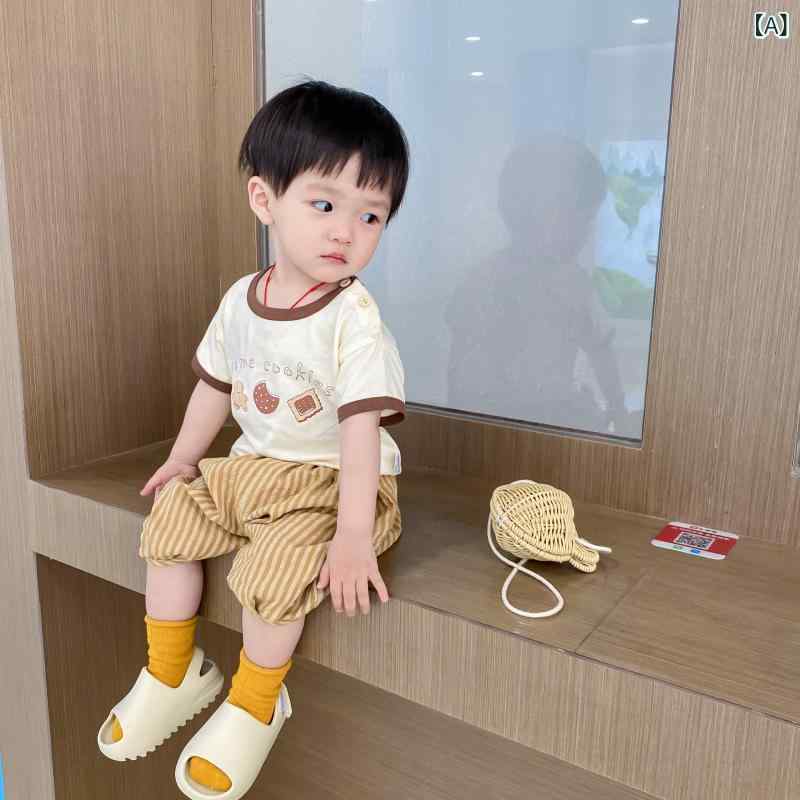 男児 Tシャツ キッズ ベビー 短袖 トップス 夏 綿100 吸湿排汗 柔らかい 薄手 丸首...
