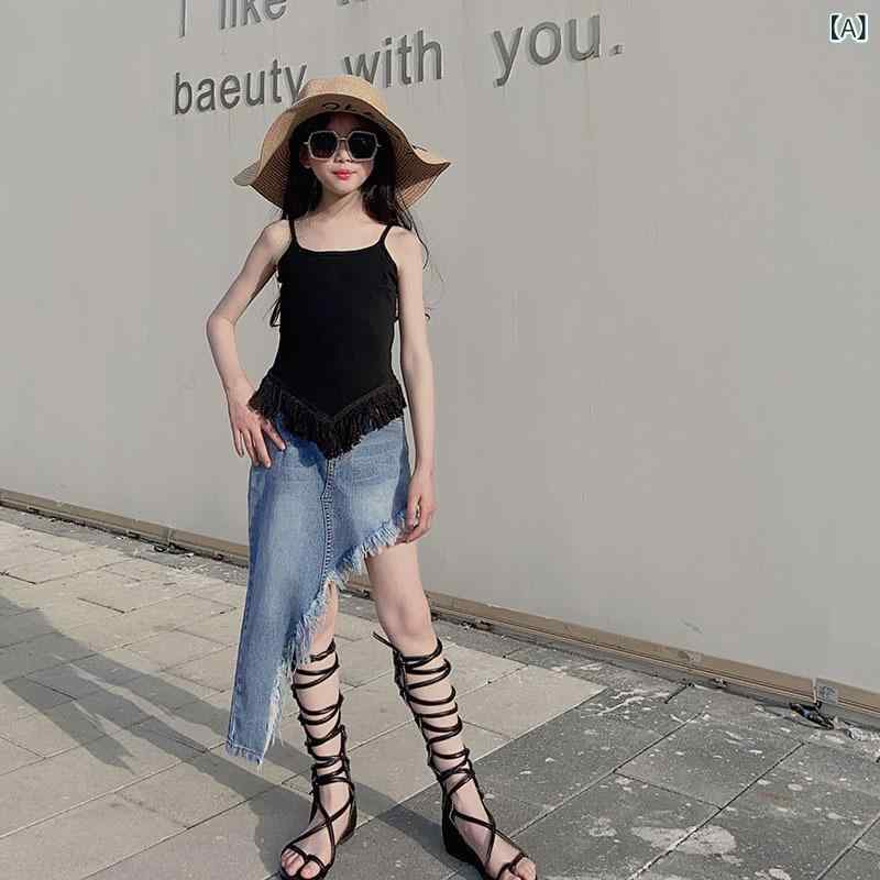 女児用 牛仔 スカート Aライン スカ�