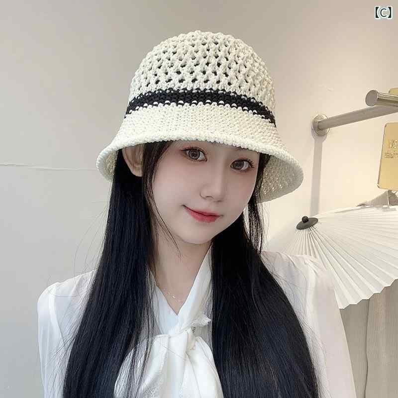 narukiの女子 帽子 麦わら帽子 漁夫帽 夏 春夏 ビーチハット 透気 防紫外線 防晒 遮陽 切り替え 編み込み ラフィア 麦わら 米色 卡其 ミルクホワイト ブラック ワイドブリム 丸頂 軽量 普段使い カジュアル シンプル OL 通勤 アウトドア｜アングル3