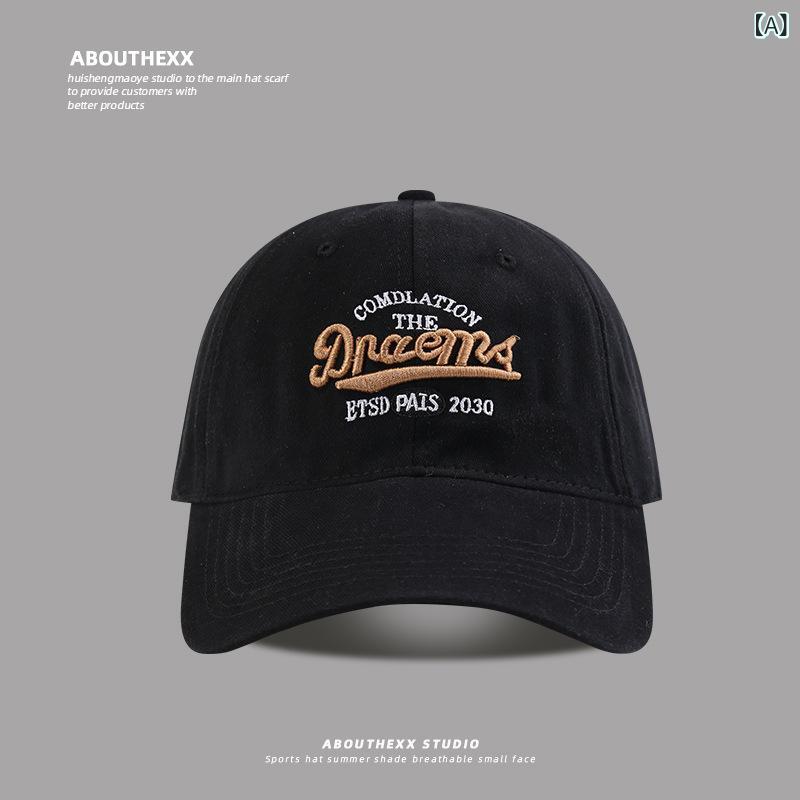 Knit Hat - ソフトキャップ メンズ レディース 春夏 棒球帽 鴨舌帽 綿素材 遮陽帽 防晒 透気 大檐 丸頂 黒 ベージュ カーキ グレー ワインレッド ブラウン ピンク 字母刺繍 休日用 通勤 ファッション OL シンプル 百搭 トレンド カジュアル