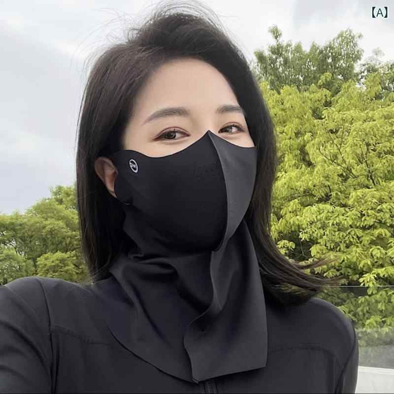 乐天商城 - 防晒 フェイスカバー ネックガード 夏用 接触冷感 透気性 UVカット 顔 首 一体型 ブラック グレー ピンク 花柄 かわいい サイクリング 普段使い 防塵 遮陽