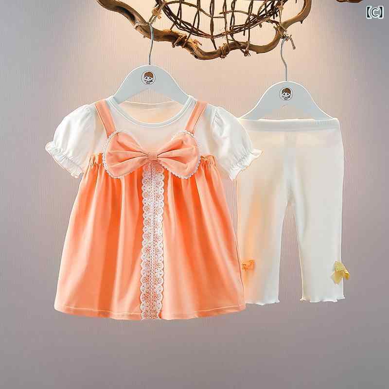 女児 トップス 七分パンツ セット ベビー 女の子 夏 薄手 綿 接触冷感 吸湿速乾 ピ...