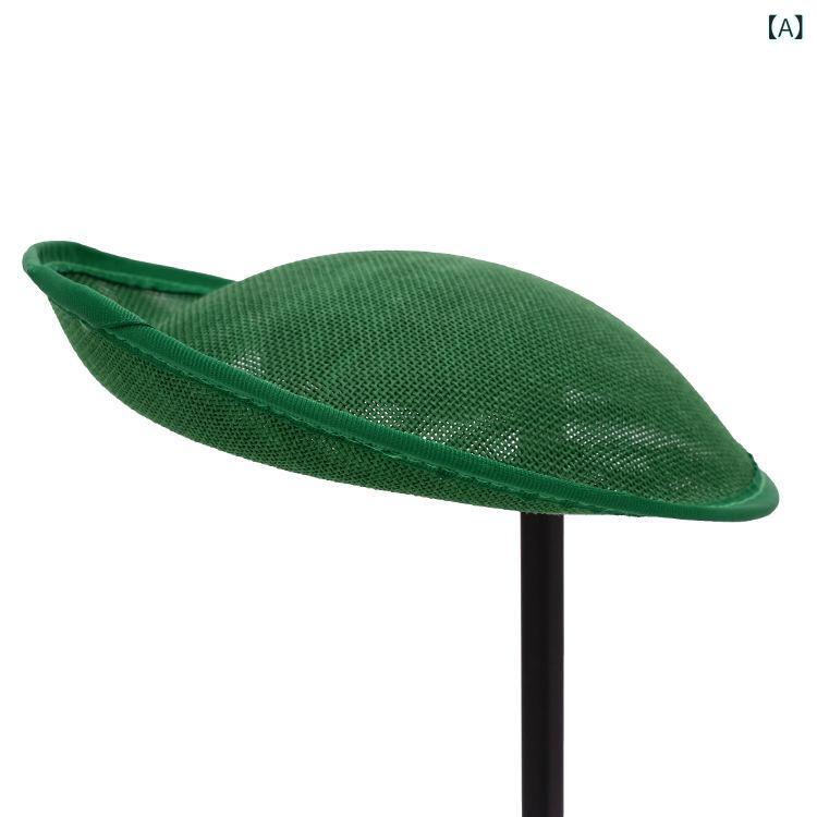 Cap - 麦わら帽子 女性用 仿麻素材 純色 平頂 丸型 帽底 チャイナドレス 礼服 ヘッドドレス DIY 帽托 春夏 秋用 草緑 ブラック イエロー ゴールド 紫 赤 グレー ブルー ワインレッド ホワイト クリーム オレンジ カジュアル 軽量 通勤 普段使い