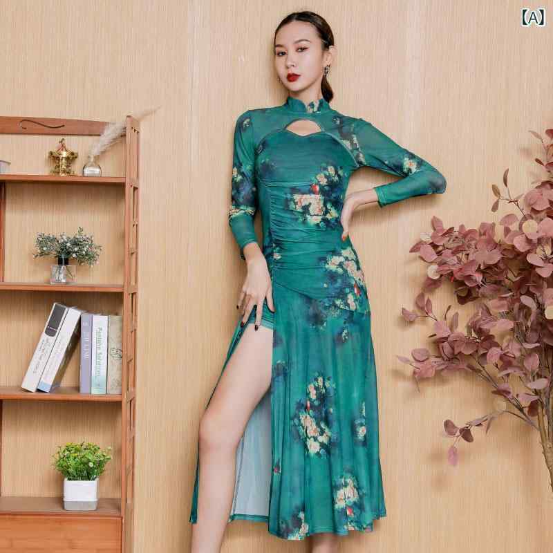・適用シーン: 通常舞台衣装・性別: 女性・生地: ネットヤーンプリント加工・主な素材: ナイロン・カラー展開: グリーン（同色レギンス付き）、マルチカラー（同色レギンス付き）・サイズ展開: S、M、L、XL、XXL・対象年齢: 25〜29歳・テーマ: 武侠古装
