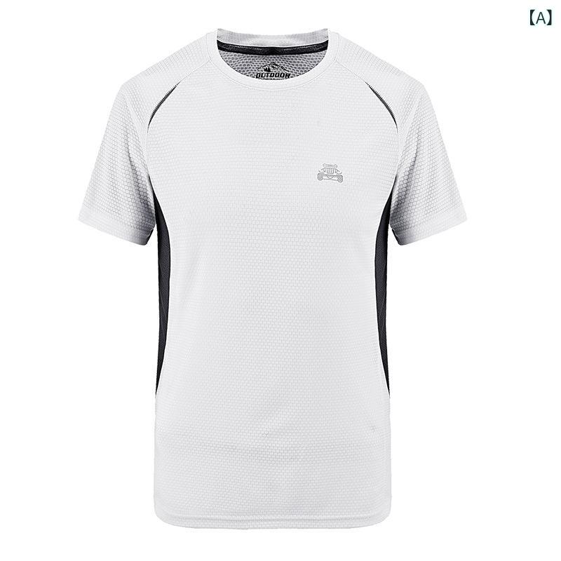 Tシャツ メンズ 大きいサイズ 短袖 丸首 速乾 透気 薄手 ポリエステル 無地 ルーズフィット 夏季 運動 アウトドア 室内 白色 赤 紫 紺 グレー 青 蛍光グリーン 印花 免烫
