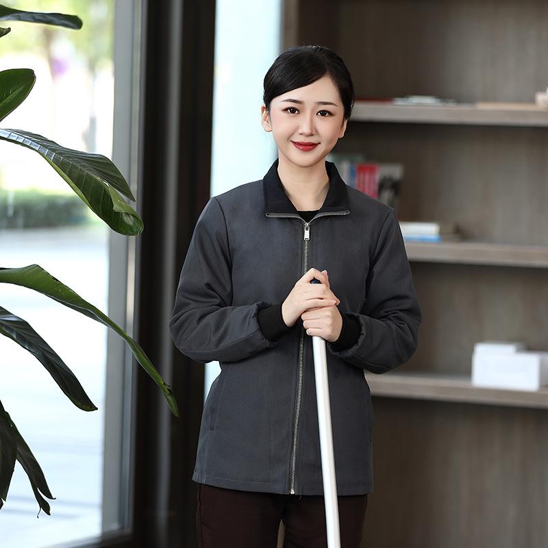 ・カテゴリ: アウター・スタイル: 清掃服・性別: 男女兼用・機能: 吸湿速乾・主な素材: ポリエステル70%、綿30%・カラー展開: ダークグレー、ライトグレー、ブラウン・サイズ展開: L、XL、XXL、XXXL、4XL、5XL・上下区分: トップス