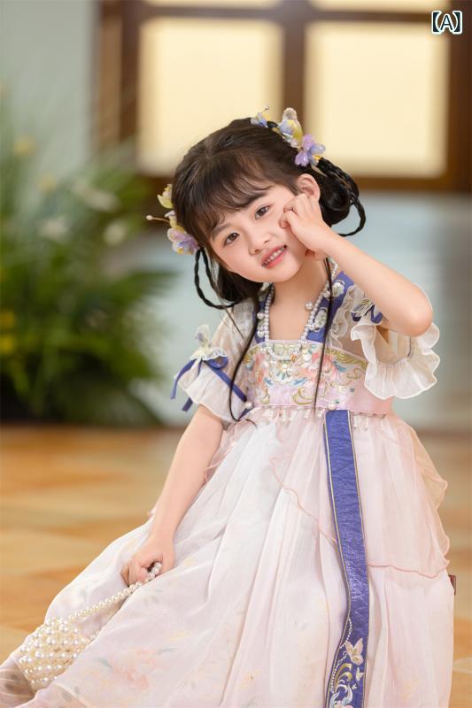 ・カテゴリ: 子供用旗袍・唐装・民族衣装・対象性別: 女児・主な素材: 再生繊維素繊維（テンセル/レーヨン等）・素材含有量: 91%〜95%・カラー展開: ピンク、グリーン・サイズ展開: 110cm、120cm、130cm、140cm、150cm・対象年齢: 中大童（8歳以上、140cm以上）