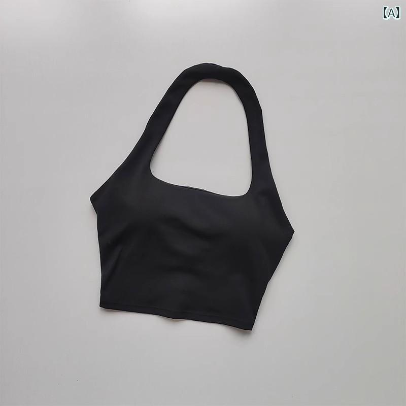 スポーツブラ 女性用 防震 ノンワイヤー 背心式 掛脖 固定肩紐 全罩杯 中厚パッド ...
