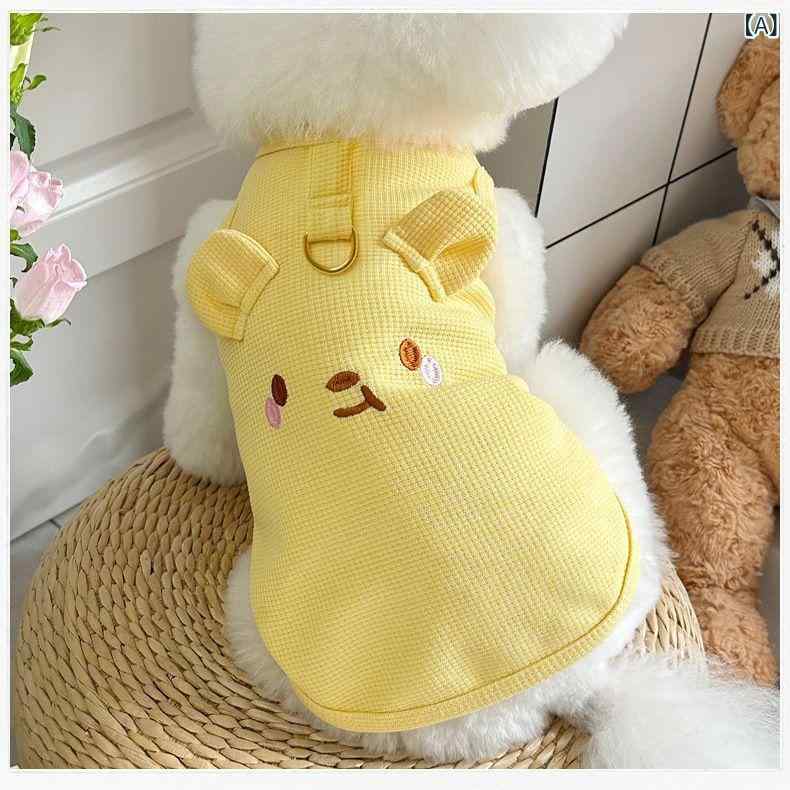 ペット服 犬服 春夏用 ハーネス一体型 Dカン付き キャミソール タンクトップ 抜け毛防止 防寒 涼しい 通気性 軽量 かわいい ドッグウェア トイプードル チワワ 小型犬