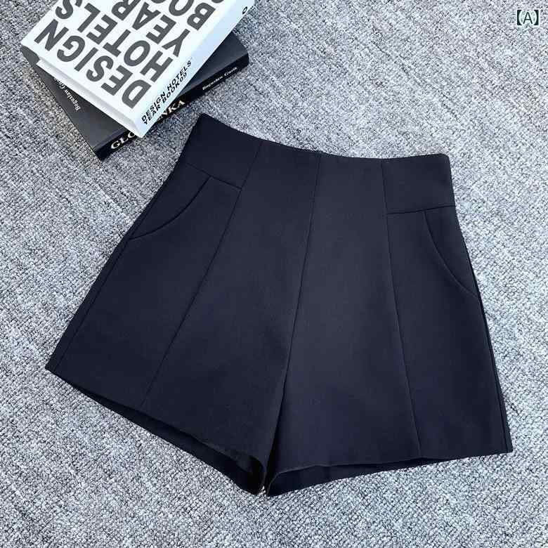 Rakuten - レディース ショートパンツ 高腰 Aライン 夏 薄手 涤纶 ワイドレッグ 黒 白 ワイドパンツ 安全パンツ 三分丈 直筒 気質 通勤 微弾力 免烫 切り替え ハイウエスト ビッグシルエット カジュアルパンツ 部屋着 普段使い 軽量 伸縮性 吸湿速乾 ブラ