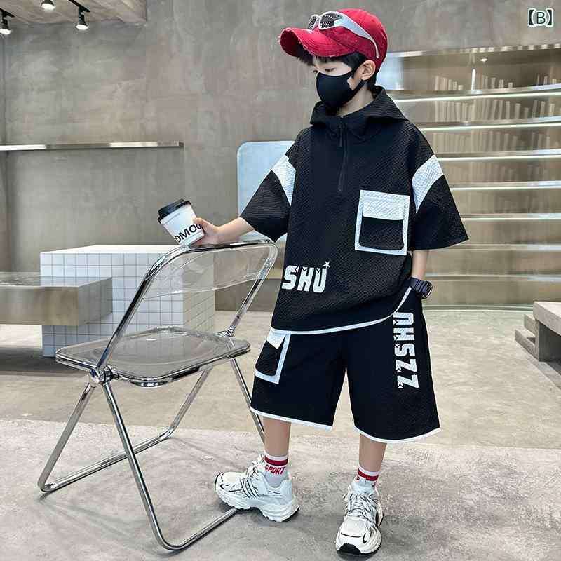 キッズ 男児 運動 セットアップ 夏 半袖 Tシャツ 短パン 綿 ポリエステル 柔らか素...