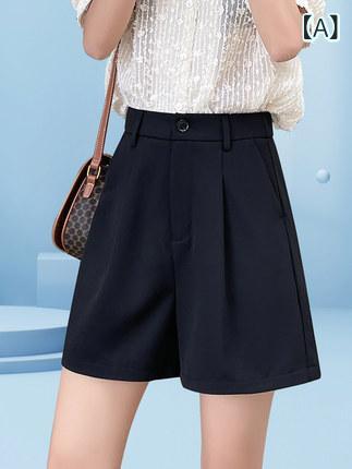 スカートパンツ レディース 夏 接触冷感 高腰 显瘦 Aライン ワイドレッグ 三分丈 黒 杏色 薄手 軽量 微弾性 ポリエステル 雪纺素材 プリンセス風 かわいい 普段使い カジュアルパンツ クールビズ 免烫