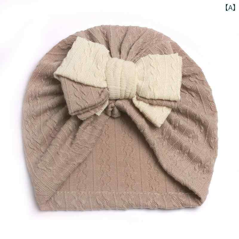 ベビー 帽子 無骨 胎帽 柔軟 ポリエステル 保暖 防風 丸頂 無檐 赤ちゃん用 インファント かわいい 蝶結 リボン 切り替え コントラストカラー コットン風 伸縮性 通勤ファッション 四季用 0-2歳 コーヒー ホワイト ピンク ブルー パープル グ