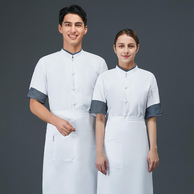 ・カテゴリ: コックコート・対象: 男女兼用・機能: 吸湿速乾・誤差範囲: 1-3cm・素材: ポリエステル70%、綿30%・カラー展開: ホワイト、グレー・サイズ展開: M、L、XL、XXL、XXXL、4XL