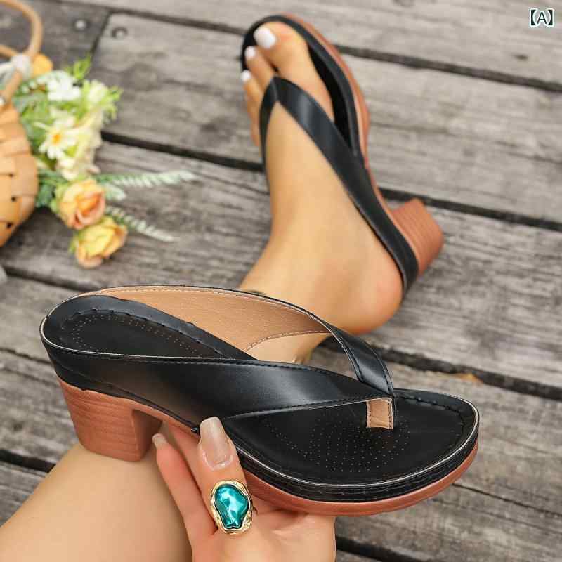 サンダル 女性用 夏 ヒール 人字 ストラップ 厚底 ステッチ クッション ゴム底 PU素材 ブラック ゴールド シルバー ブラウン ホワイト 中丈ヒール 3-6cm ビッグサイズ 欧美風 軽量 通気性