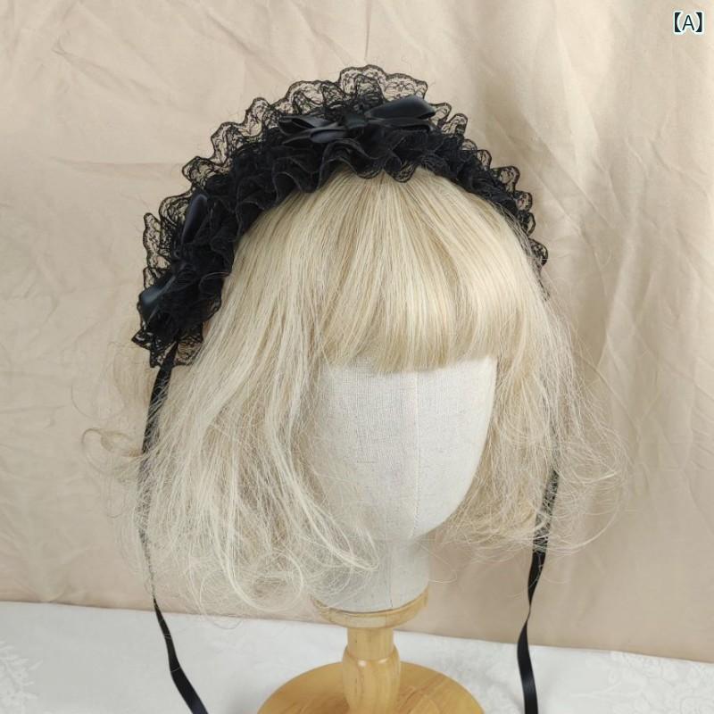 ・カテゴリ: ヘッドアクセサリー・スタイル: ロリータ・対象: レディース・素材: 布・種類: ヘアバンド、ヘアアクセサリー・装飾: リボン・カラー展開: ブラック、ホワイト、生成り、レッド、ピンク花柄、ピンク蝶結び