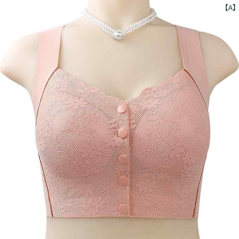 ブラジャー 女性用 背心式 前ホック 無痕 ノンワイヤー 聚拢 防下垂 大胸 薄カップ 全罩杯 固定肩紐 側収納 透気 快適 調整型 美背 接触冷感 豆沙色 杏色 ライトブルー ブラック 大きいサイズ シンプルカジュアル