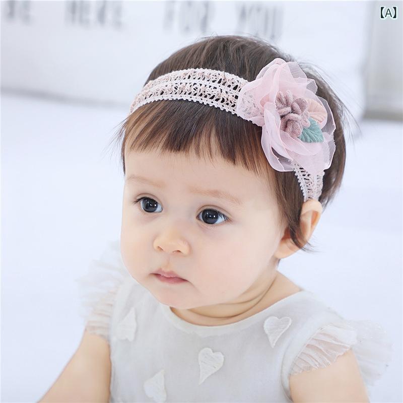 ベビー 女の子 ヘアバンド 発箍 かわいい 花朵 プリンセス ピンク 緑 グレー 紫 ライトブルー 布製 韓風 春夏 手作り 花柄 花卉 赤ちゃん 頭飾 撮影用 子供用 通年