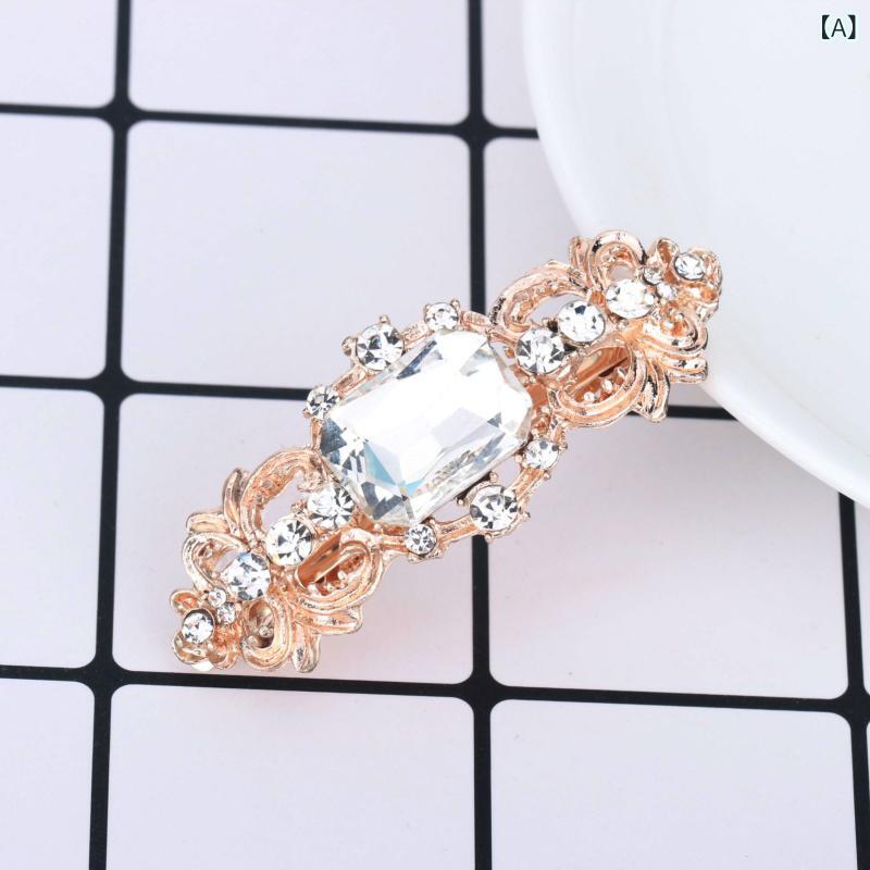 ヘアクリップ 女性用 トップクリップ 水晶 蝶結 かわいい 発簪 飾り 韓風 清新 甘め 合金 電気メッキ加工 白色 紫色 ブルー ピンク 香槟カラー 夏 普段使い 軽量 シンプル ヘアアクセサリー