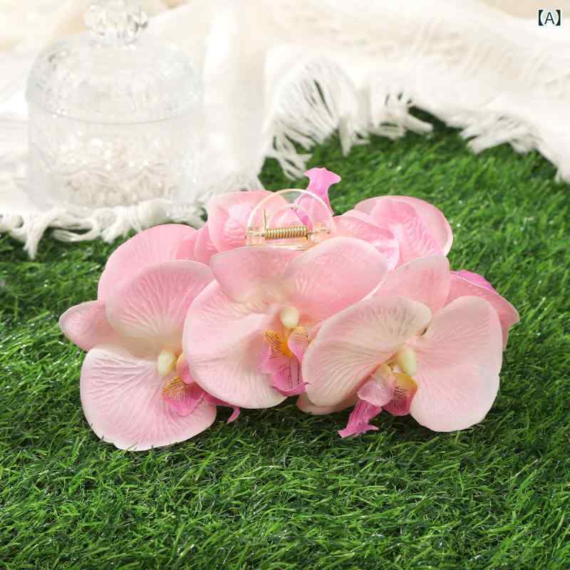 乐天商城 - ヘアクリップ 女性用 牡丹 花 ピンク ホワイト バナクラン かわいい 清新 スイート 植物 花卉 夏 春夏 度假 雰囲気 手作り 手工 髪飾り ヘアアクセサリー 普段使い 軽量