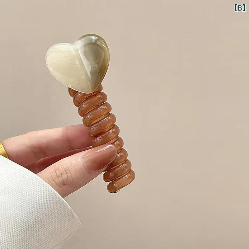ヘアゴム 電話線発圈 女性用 かわいい ハート型 伸縮性 軽量 春夏 日常使い アクセ...