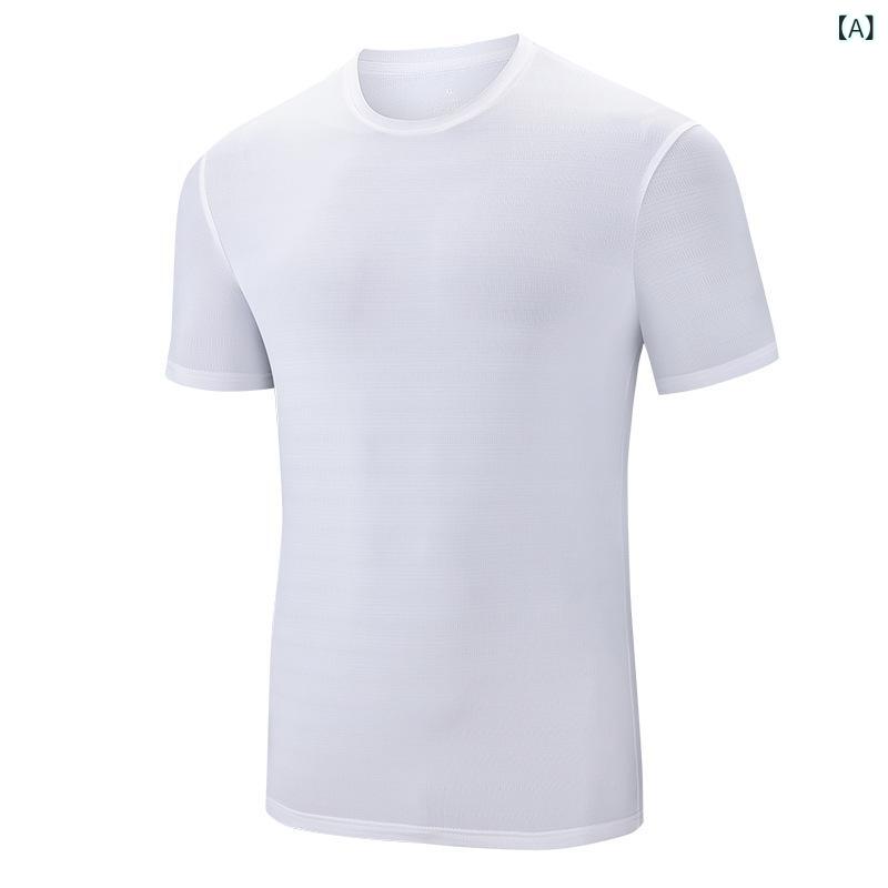 Rakuten - Tシャツ メンズ レディース 短袖 春夏 薄手 接触冷感 速乾 伸縮性 透気性 修身 丸首 無帽 ロケン底辺 無地 幾何柄 ニット混紡 白色 ブラック グレー グリーン ネイビー ゆったり 日常使い 運動 ユニセックス 大きいサイズ