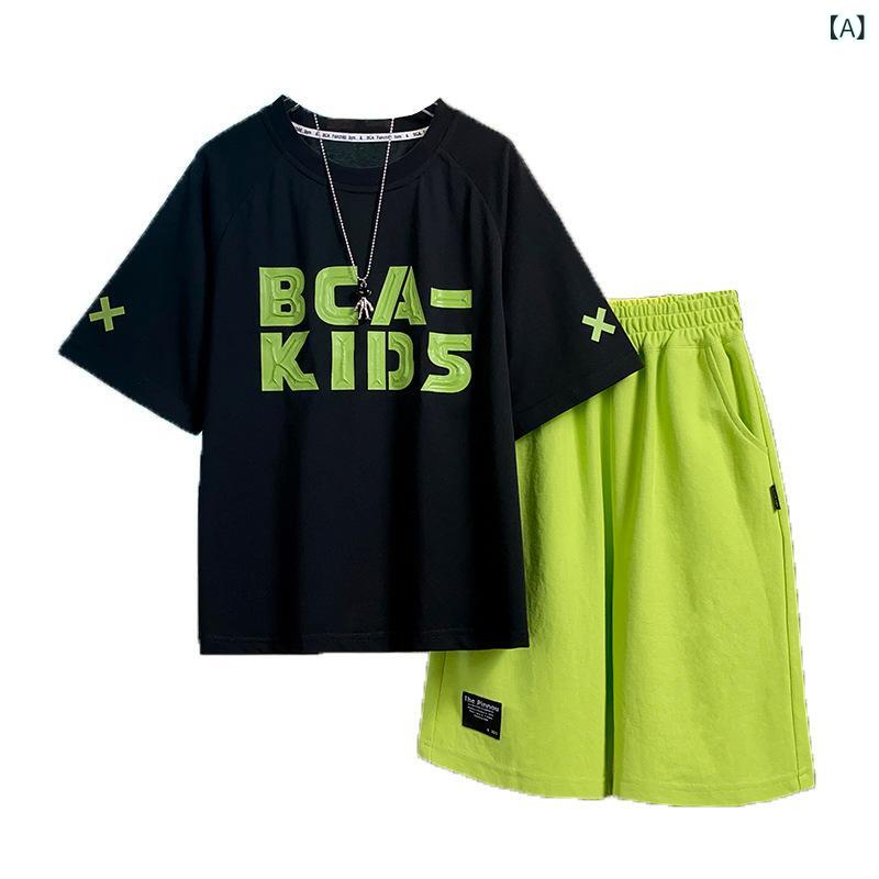 ・カテゴリ: 子供パンツセット・スタイル: カジュアル・対象性別: 男児・セット数: 2点・袖丈: 短袖・パンツ丈: 七分丈・生地加工: 柔軟・厚み: 薄手・柄: アルファベット・主な素材: 綿63%・ポリエステル37% (トップス)、綿 (パンツ)・着用方法: プルオーバー・カラー: グリーン・サイズ展開: 115cm-120cm、125cm-130cm、135cm-140cm、145cm-150cm、155cm-160cm、160cm-165cm、170cm-175cm