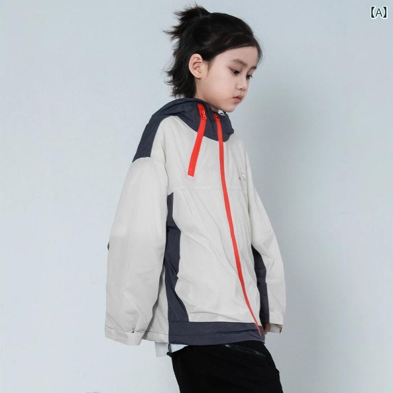 男児 防紫外線 上着 フード付き 夏服 薄手 接触冷感 聚酯繊維 アイボリー ライトカラー 通学 普段使い アウトドア 伸縮性 速乾 軽量 中大童 春夏