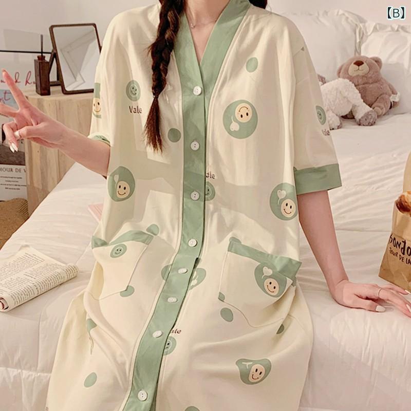 マタニティ 哺乳ワンピース 産後服 授乳口付き 綿混 ポリエステル 接触冷感 五分袖 長丈スカート 日韓カジュアル 外出用 部屋着 かわいいアニメ柄 丸顔プリント バラ柄 ウサギ柄 蝶柄 ピンク系 グレー系 通勤 通学 春夏 2