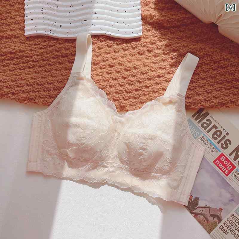 ブラジャー 女性用 全罩杯 大きめバスト 薄型 無ワイヤー レース 透気性 集める 上托 副乳収納 快適 ナイロン 綿 伝統型 後4列フック 可拆卸肩紐 デタッチャブルストラップ 裸色 純白 グレー パープル ブラック 韓国風 2025春夏